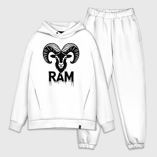 Мужской костюм оверсайз Черный баран с рогами / Белый – фото 1
