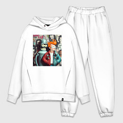 Мужской костюм оверсайз Bender and Fry on a graffiti background