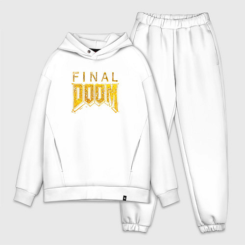 Мужской костюм оверсайз Doom final gold logo / Белый – фото 1