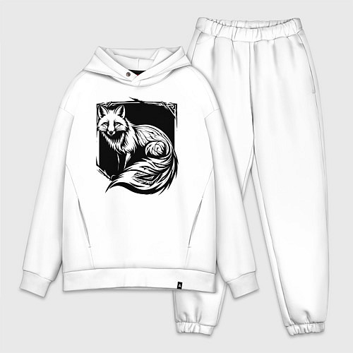 Мужской костюм оверсайз Песец черный орнамент / Белый – фото 1