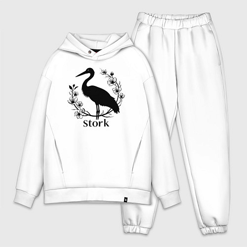 Мужской костюм оверсайз Аист среди цветов / Белый – фото 1