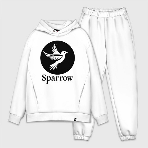 Мужской костюм оверсайз Воробей в круге / Белый – фото 1