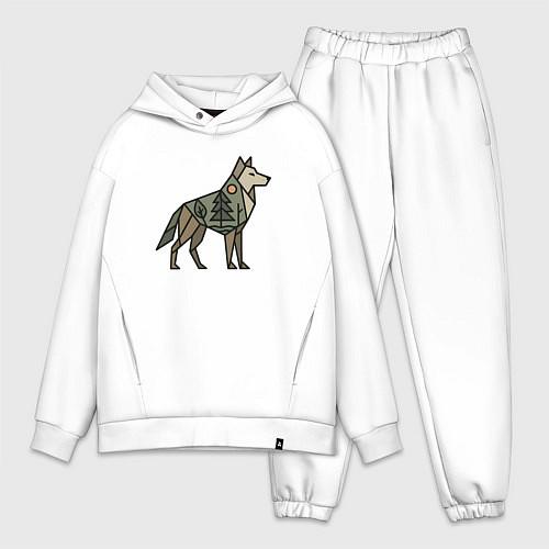 Мужской костюм оверсайз Геометрический волк / Белый – фото 1