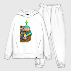 Мужской костюм оверсайз Эрик картман моет посуду в Sims, цвет: белый