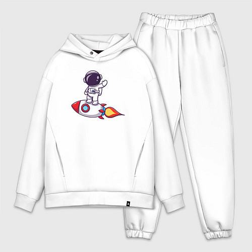 Мужской костюм оверсайз Space man rocket / Белый – фото 1