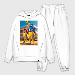 Мужской костюм оверсайз Ёжик Соник и ехидна пустились во все тяжкие, цвет: белый