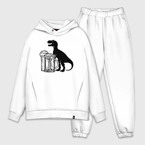 Мужской костюм оверсайз Пивозавр с двумя кружками / Белый – фото 1