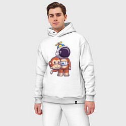 Мужской костюм оверсайз Космонавт в костюме обезьяны, цвет: белый — фото 2