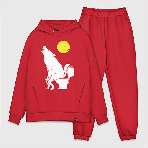 Мужской костюм оверсайз Срущий волк / Красный – фото 1