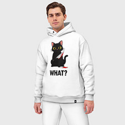 Мужской костюм оверсайз Черный котик с ножом, цвет: белый — фото 2