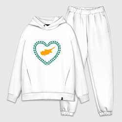 Мужской костюм оверсайз Кипр в сердце, цвет: белый