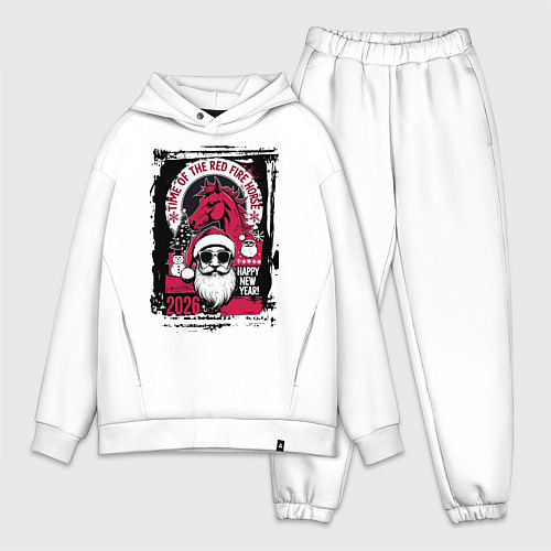 Мужской костюм оверсайз Красный огненный конь 2026 / Белый – фото 1