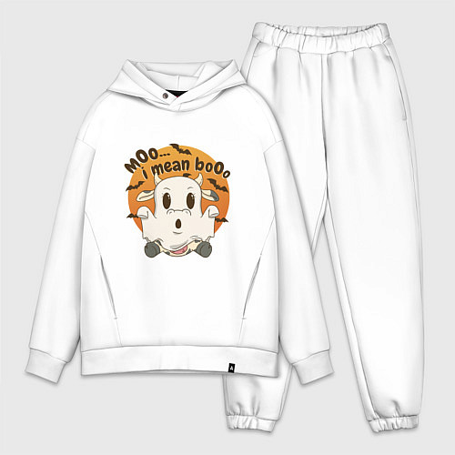 Мужской костюм оверсайз Корова привидение: moo-boo - буу-муу / Белый – фото 1