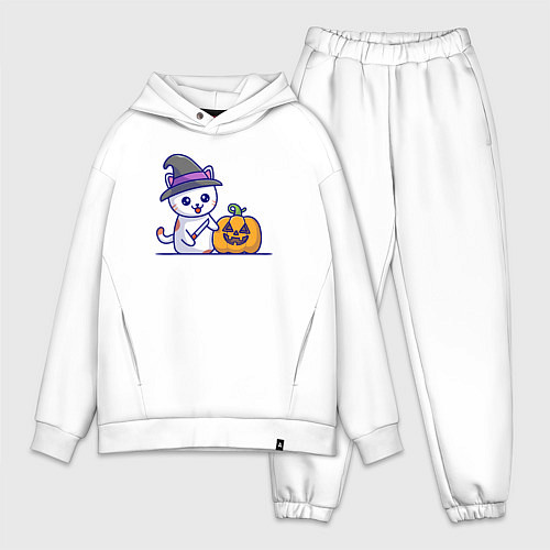 Мужской костюм оверсайз Cat pumpkin / Белый – фото 1