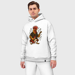 Мужской костюм оверсайз Петух гитарист рокер, цвет: белый — фото 2