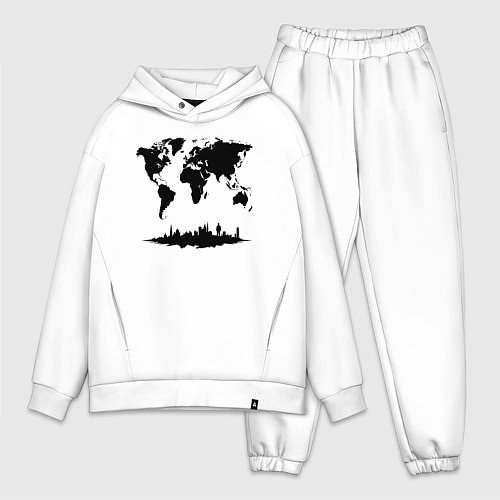 Мужской костюм оверсайз Мир в тени города / Белый – фото 1