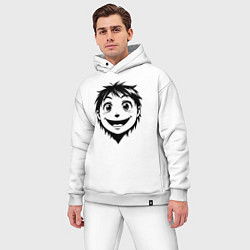 Мужской костюм оверсайз Улыбчивый аниме-мальчик, цвет: белый — фото 2