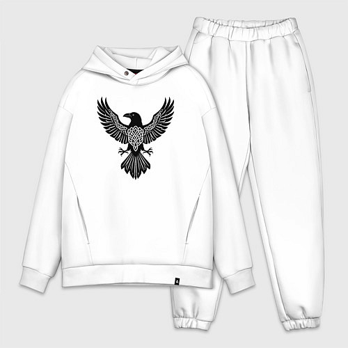 Мужской костюм оверсайз Ворон символ - оберег в кельтском стиле / Белый – фото 1