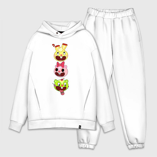 Мужской костюм оверсайз Happy Three Friends heads / Белый – фото 1