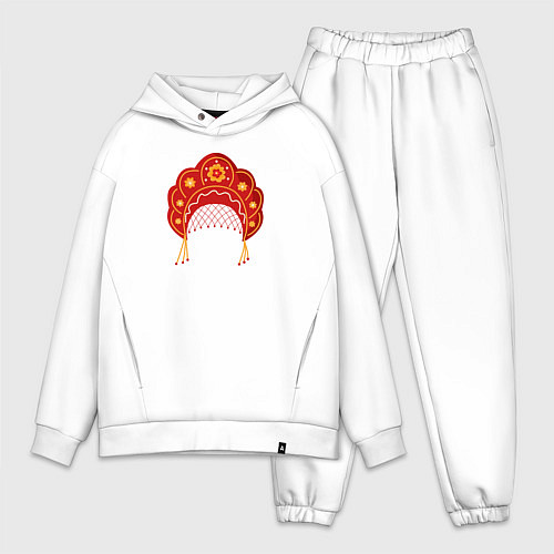 Мужской костюм оверсайз Старинный русский головной убор кокошник / Белый – фото 1