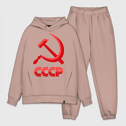 Мужской костюм оверсайз СССР Логотип, цвет: пыльно-розовый