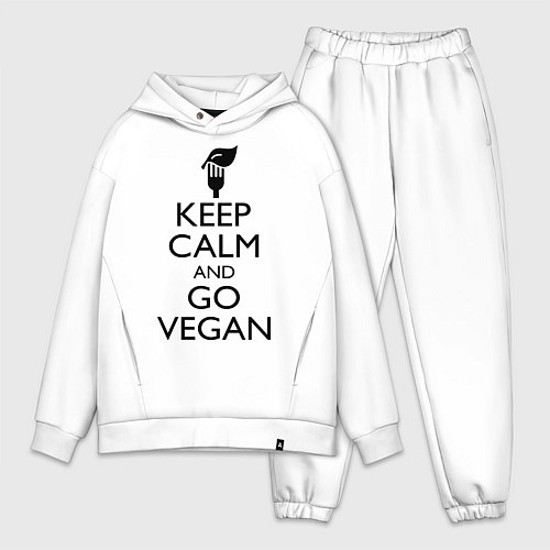 Мужской костюм оверсайз Keep Calm & Go Vegan / Белый – фото 1