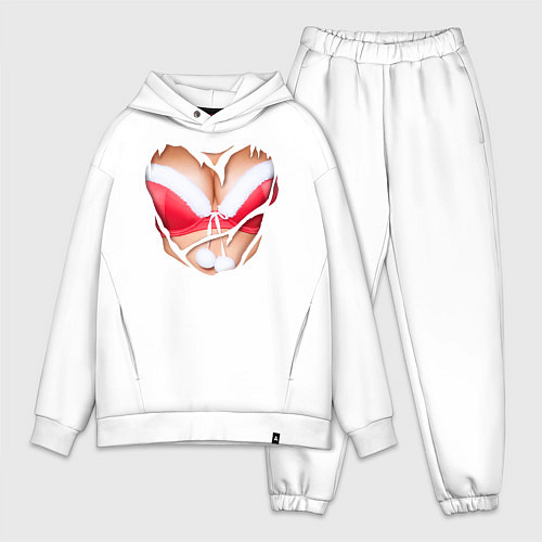 Мужской костюм оверсайз Новогодний бюст / Белый – фото 1