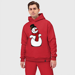 Мужской костюм оверсайз Весёлый снеговик, цвет: красный — фото 2