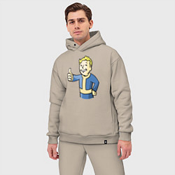 Мужской костюм оверсайз Fallout vault boy, цвет: миндальный — фото 2