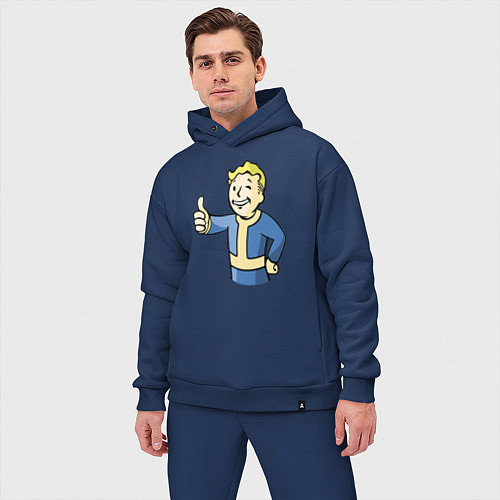 Мужской костюм оверсайз Fallout vault boy / Тёмно-синий – фото 3