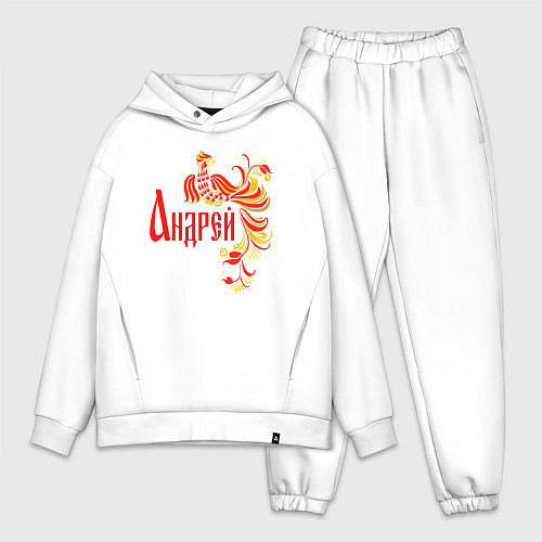 Мужской костюм оверсайз Андрей - хохлома / Белый – фото 1