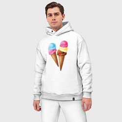 Мужской костюм оверсайз Мороженое, цвет: белый — фото 2