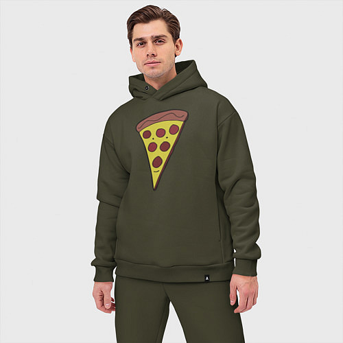 Мужской костюм оверсайз Pizza man / Хаки – фото 3
