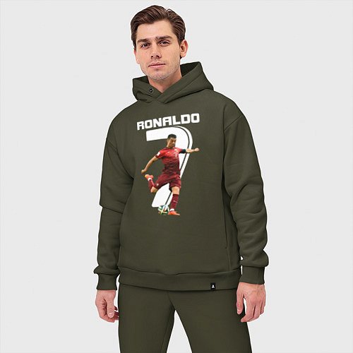 Мужской костюм оверсайз Ronaldo 07 / Хаки – фото 3