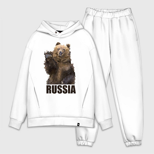 Мужской костюм оверсайз Russia: Poly Bear / Белый – фото 1