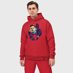 Мужской костюм оверсайз Messi Art, цвет: красный — фото 2