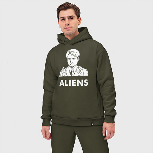 Мужской костюм оверсайз Mulder Aliens / Хаки – фото 3