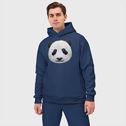 Мужской костюм оверсайз Полигональная панда, цвет: тёмно-синий — фото 2