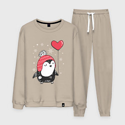 Костюм хлопковый мужской Пингвин с шариком, цвет: миндальный