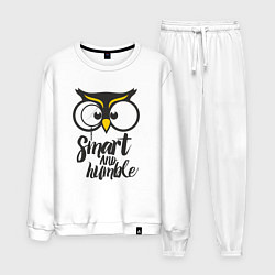 Костюм хлопковый мужской Owl: Smart and humble, цвет: белый