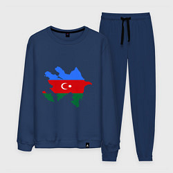 Костюм хлопковый мужской Azerbaijan map, цвет: тёмно-синий