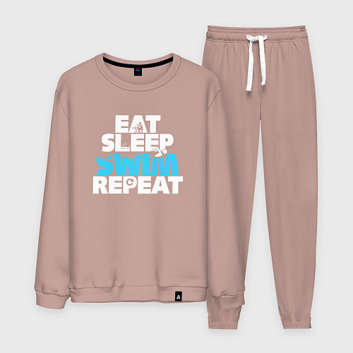 Мужской костюм Eat sleep swim repeat / Пыльно-розовый – фото 1