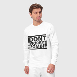 Костюм хлопковый мужской Dont worry be zombie, цвет: белый — фото 2