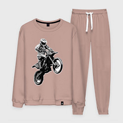 Костюм хлопковый мужской Мотокросс, цвет: пыльно-розовый