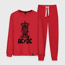 Костюм хлопковый мужской Keep Calm & Listen AC/DC, цвет: красный