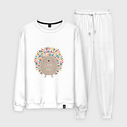 Костюм хлопковый мужской Hedgehog: give me a hug, цвет: белый