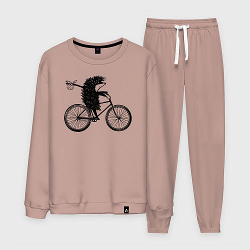 Мужской костюм Ежик на велосипеде / Пыльно-розовый – фото 1