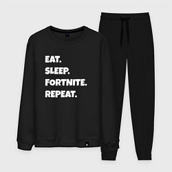 Костюм хлопковый мужской Eat Sleep Fortnite Repeat, цвет: черный