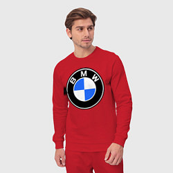 Костюм хлопковый мужской Logo BMW, цвет: красный — фото 2