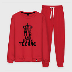 Костюм хлопковый мужской Keep Calm & Listen Techno, цвет: красный